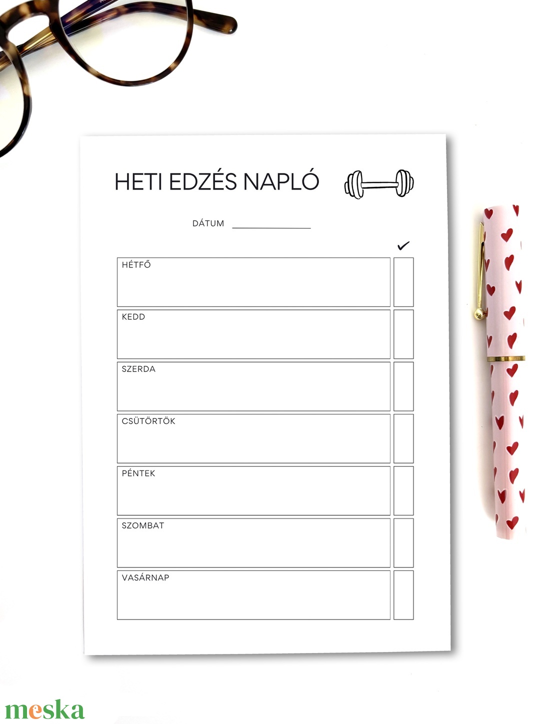 Nyomtatható heti edzés tervező jegyzettömb - otthon & életmód - papír, írószer - naptár & tervező - Meska.hu