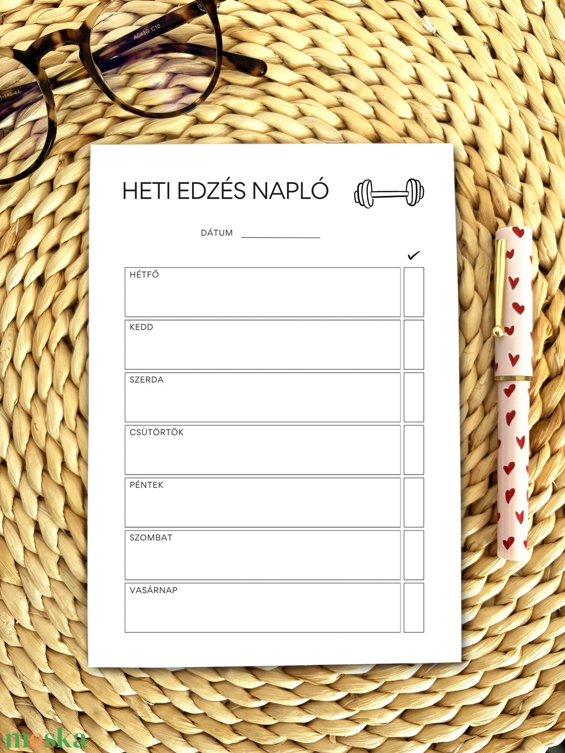 Nyomtatható heti edzés tervező jegyzettömb - otthon & életmód - papír, írószer - naptár & tervező - Meska.hu