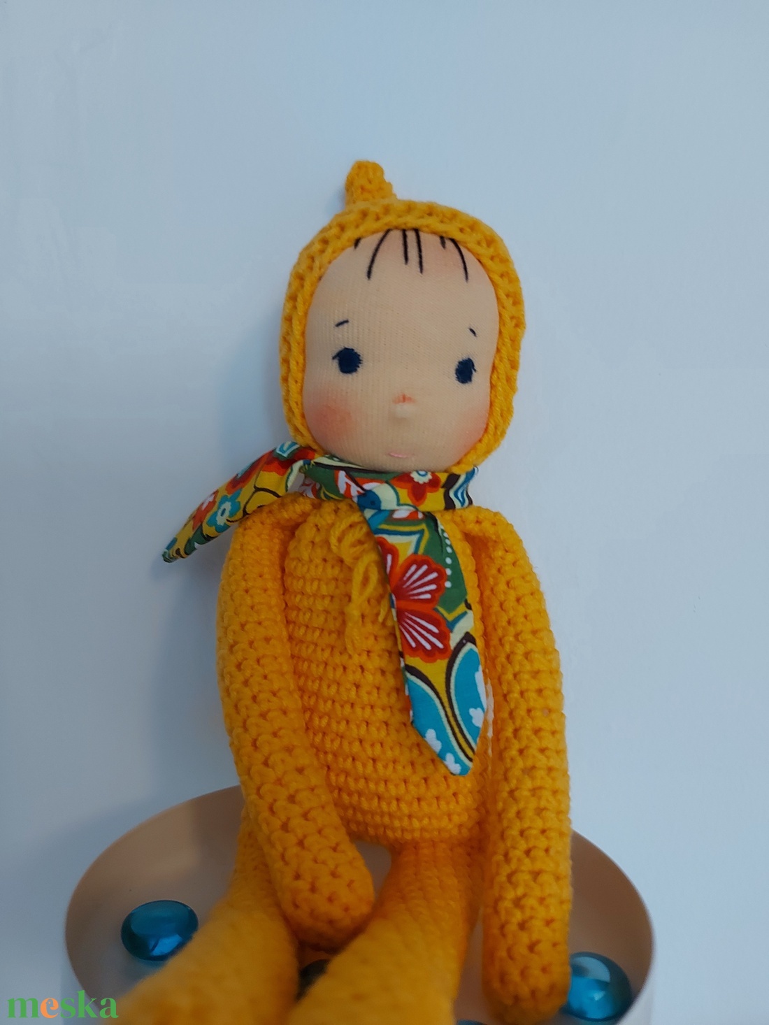 Sárga waldorf fejű baba - játék & sport - plüssállat & játékfigura - ember - Meska.hu