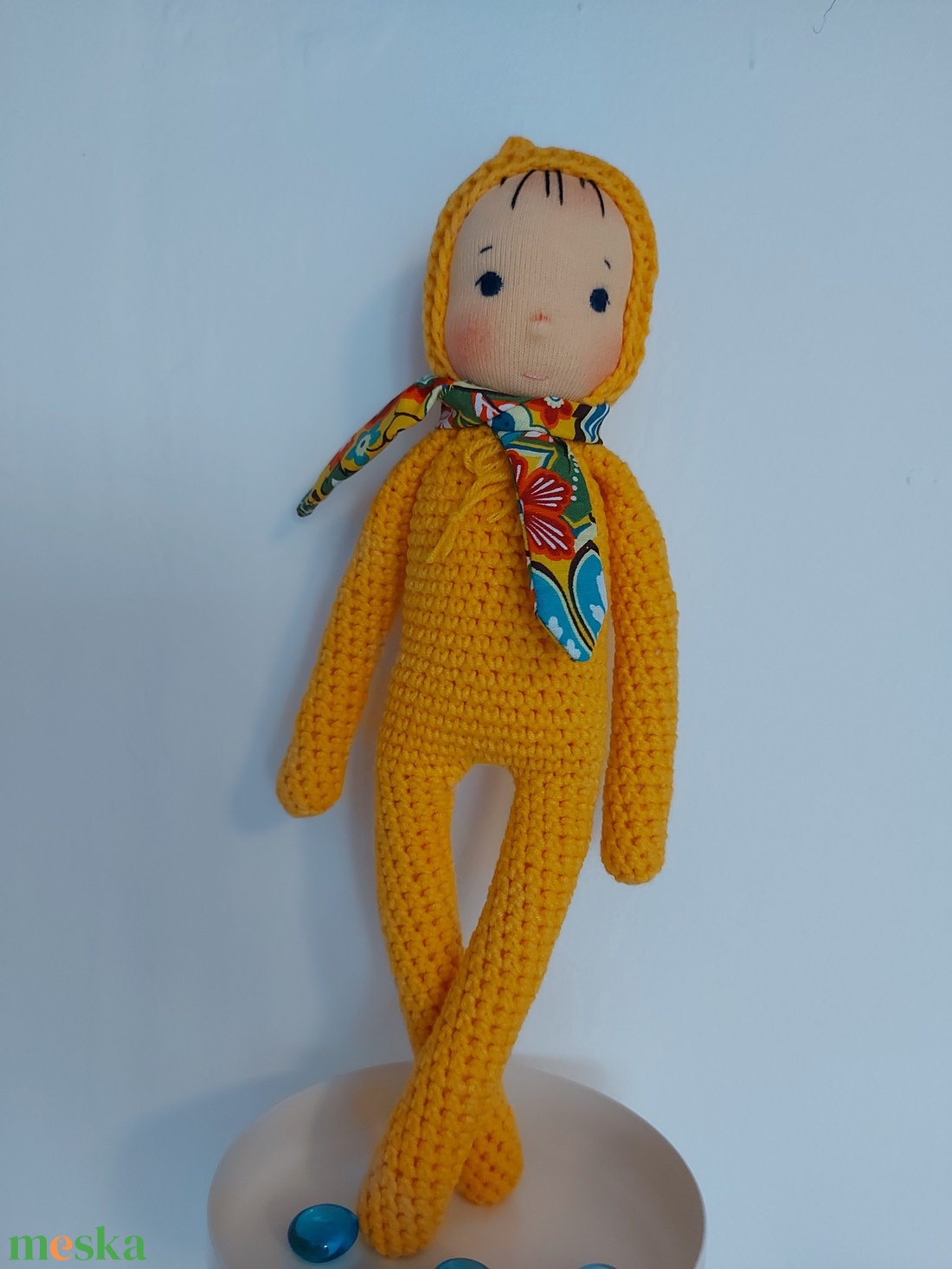 Sárga waldorf fejű baba - játék & sport - plüssállat & játékfigura - ember - Meska.hu