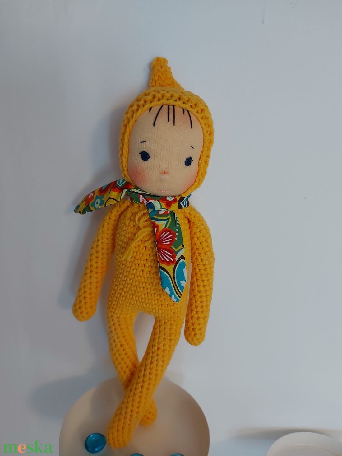 Sárga waldorf fejű baba - játék & sport - plüssállat & játékfigura - ember - Meska.hu