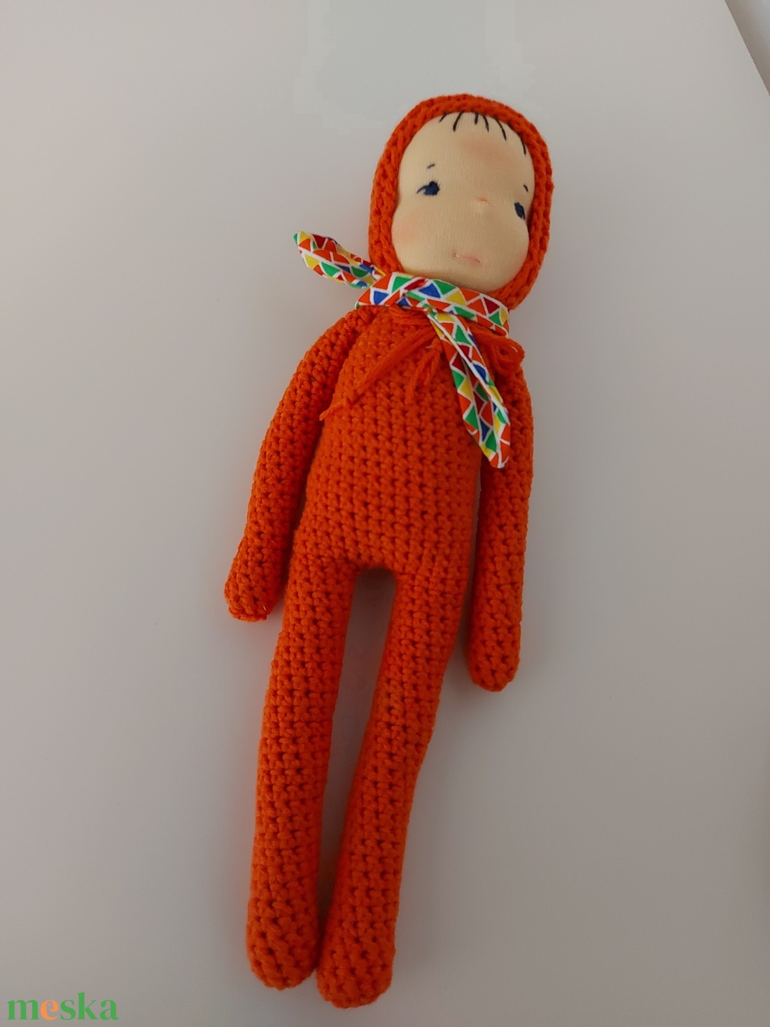 Narancssárga waldorf fejű baba - játék & sport - plüssállat & játékfigura - ember - Meska.hu