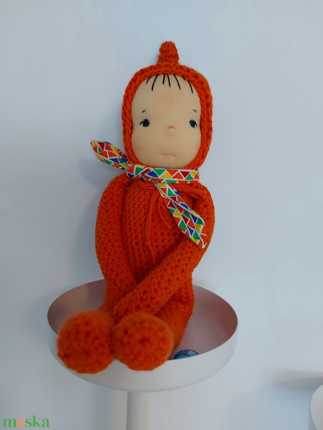 Narancssárga waldorf fejű baba - játék & sport - plüssállat & játékfigura - ember - Meska.hu