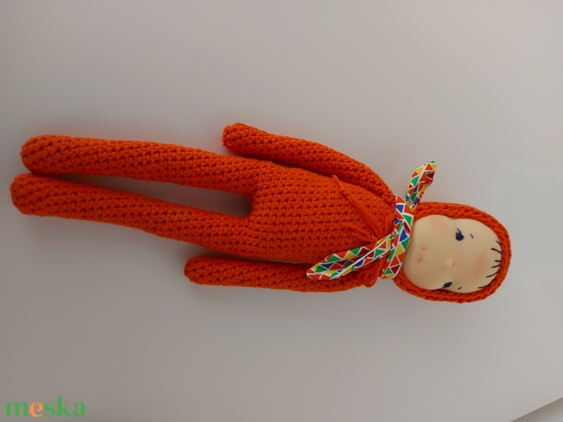 Narancssárga waldorf fejű baba - játék & sport - plüssállat & játékfigura - ember - Meska.hu