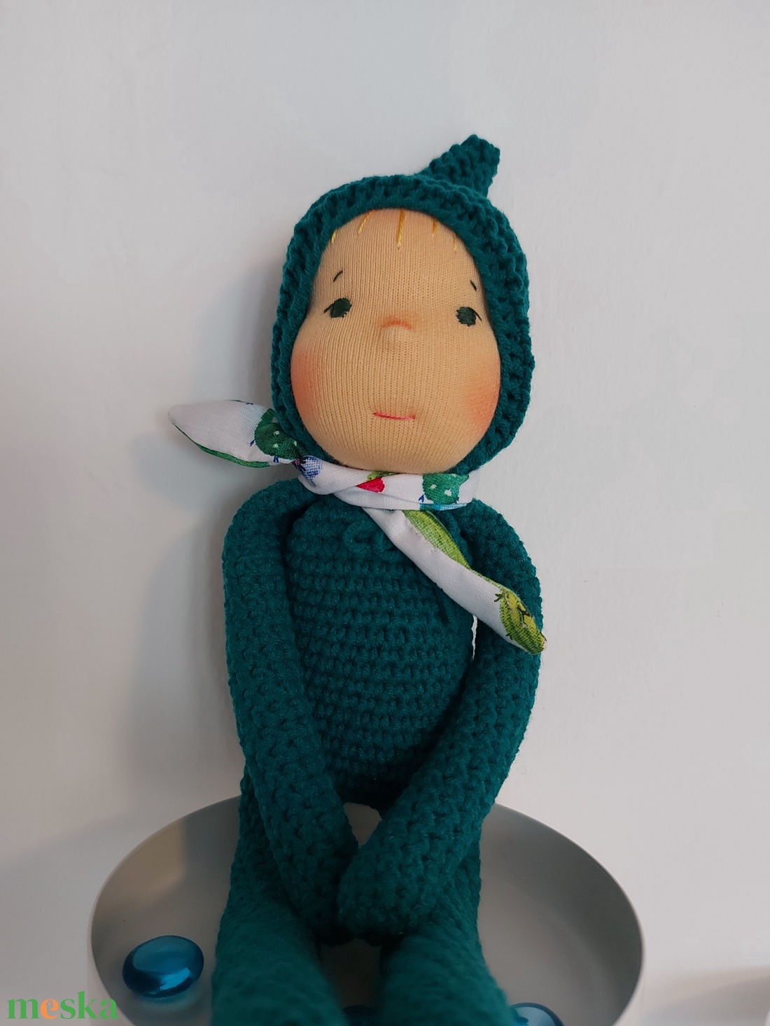 Zöld waldorf fejű baba - játék & sport - plüssállat & játékfigura - ember - Meska.hu