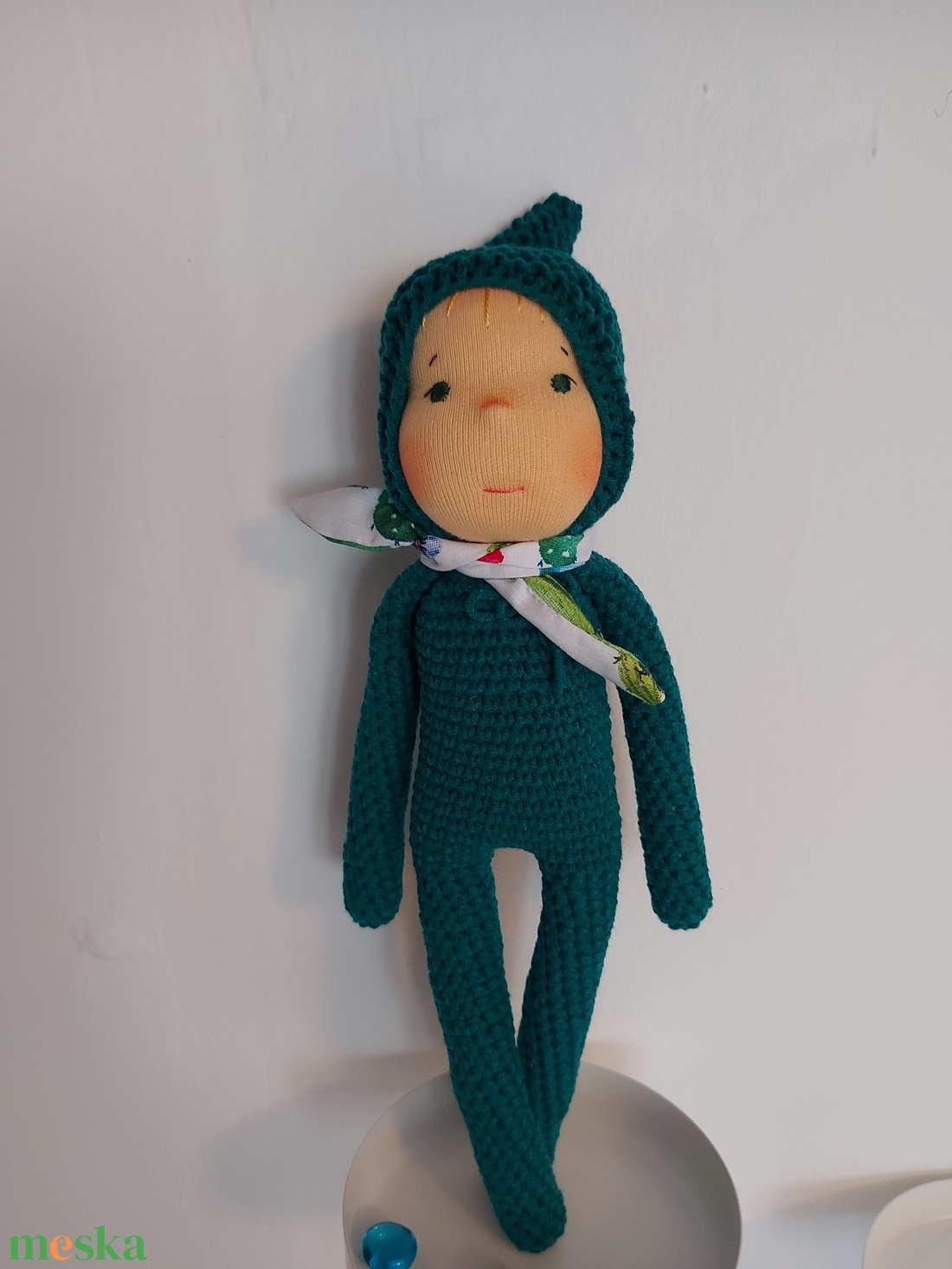 Zöld waldorf fejű baba - játék & sport - plüssállat & játékfigura - ember - Meska.hu