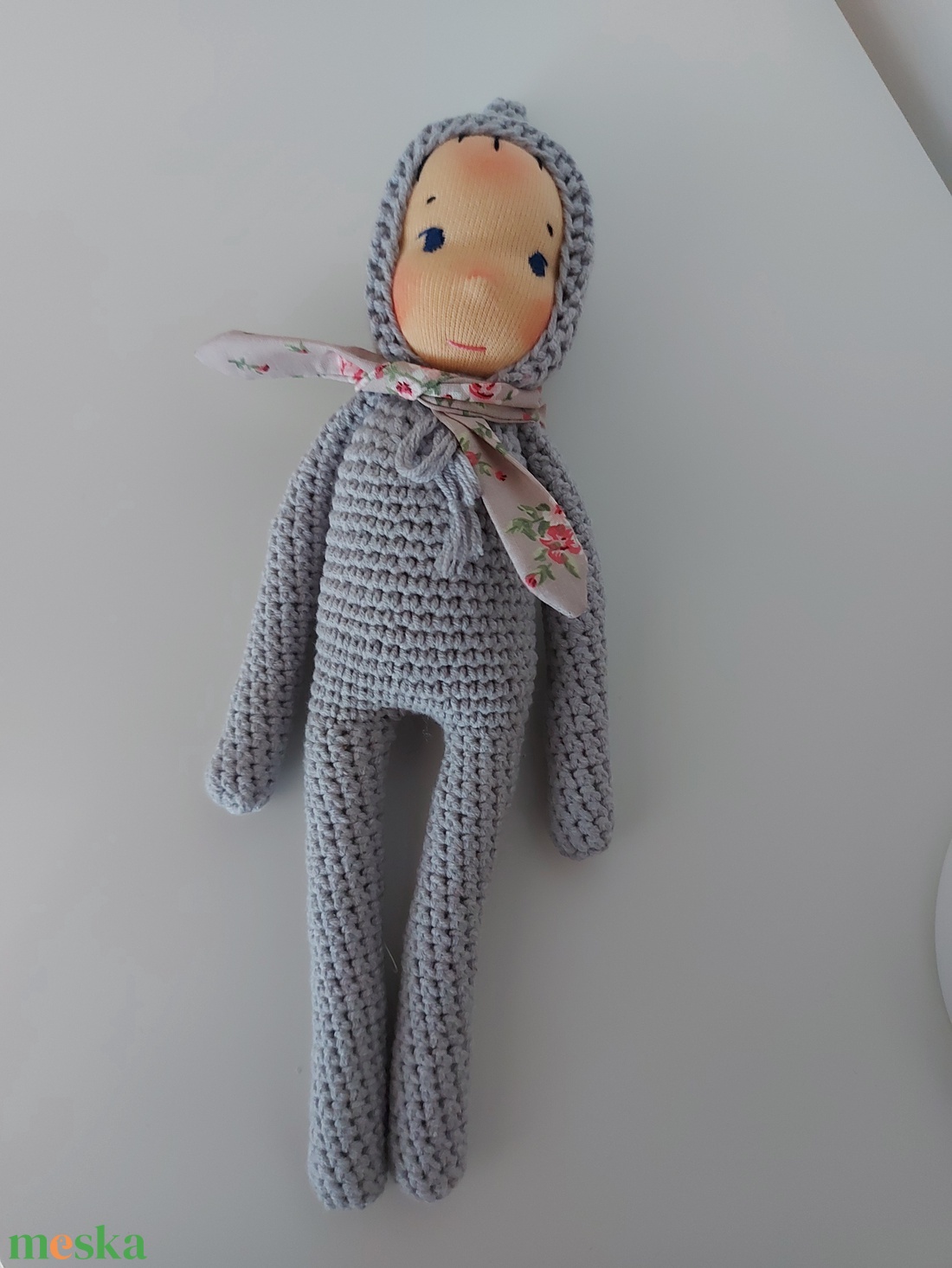 Szürke waldorf fejű baba - játék & sport - plüssállat & játékfigura - ember - Meska.hu