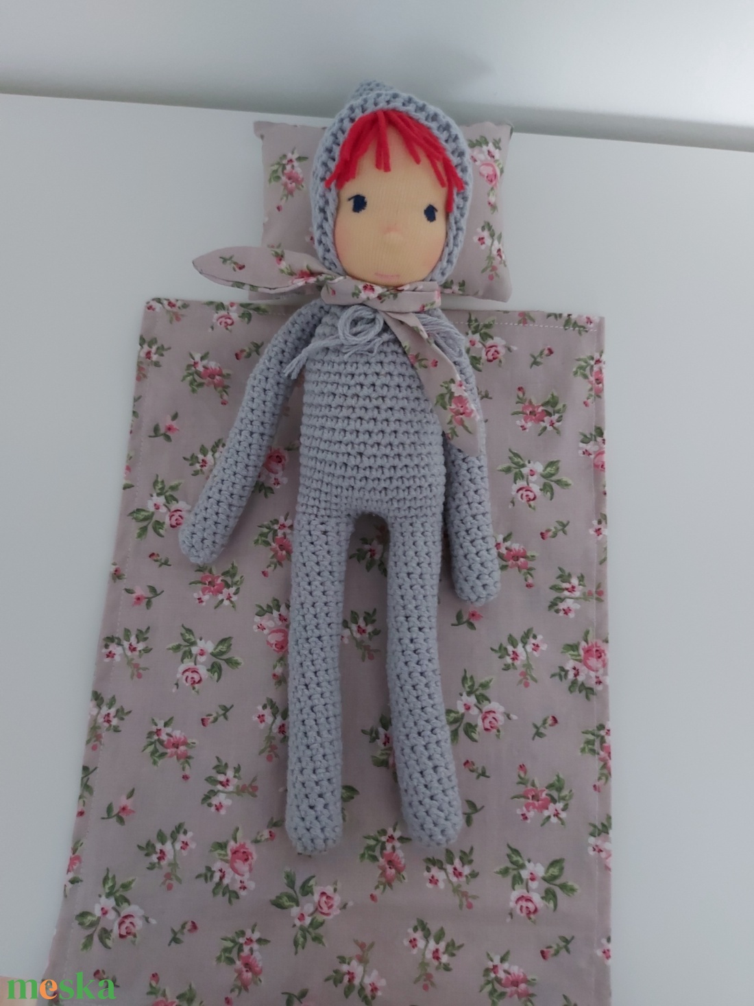 Szürke waldorf fejű baba - játék & sport - plüssállat & játékfigura - ember - Meska.hu