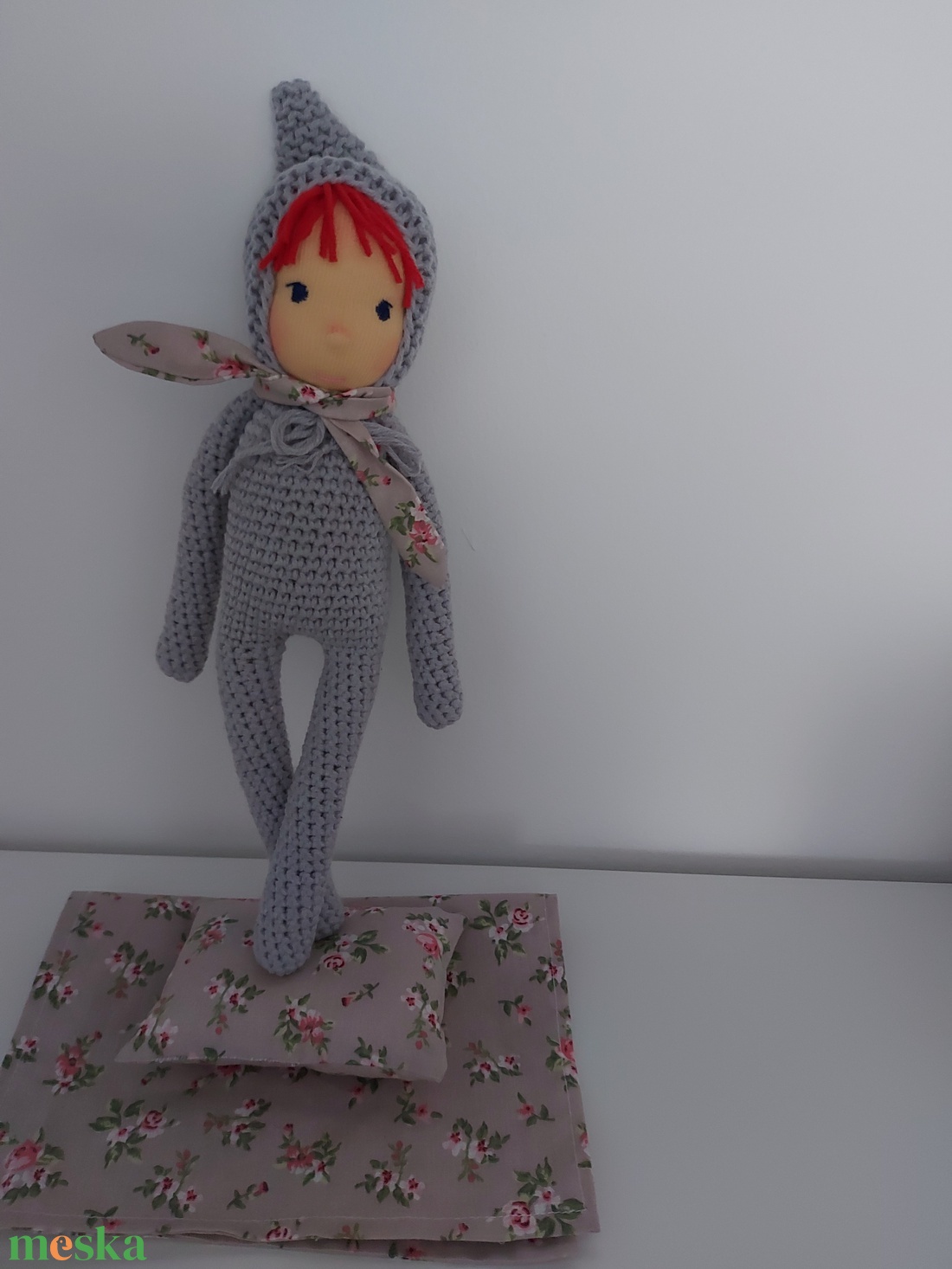 Szürke waldorf fejű baba - játék & sport - plüssállat & játékfigura - ember - Meska.hu