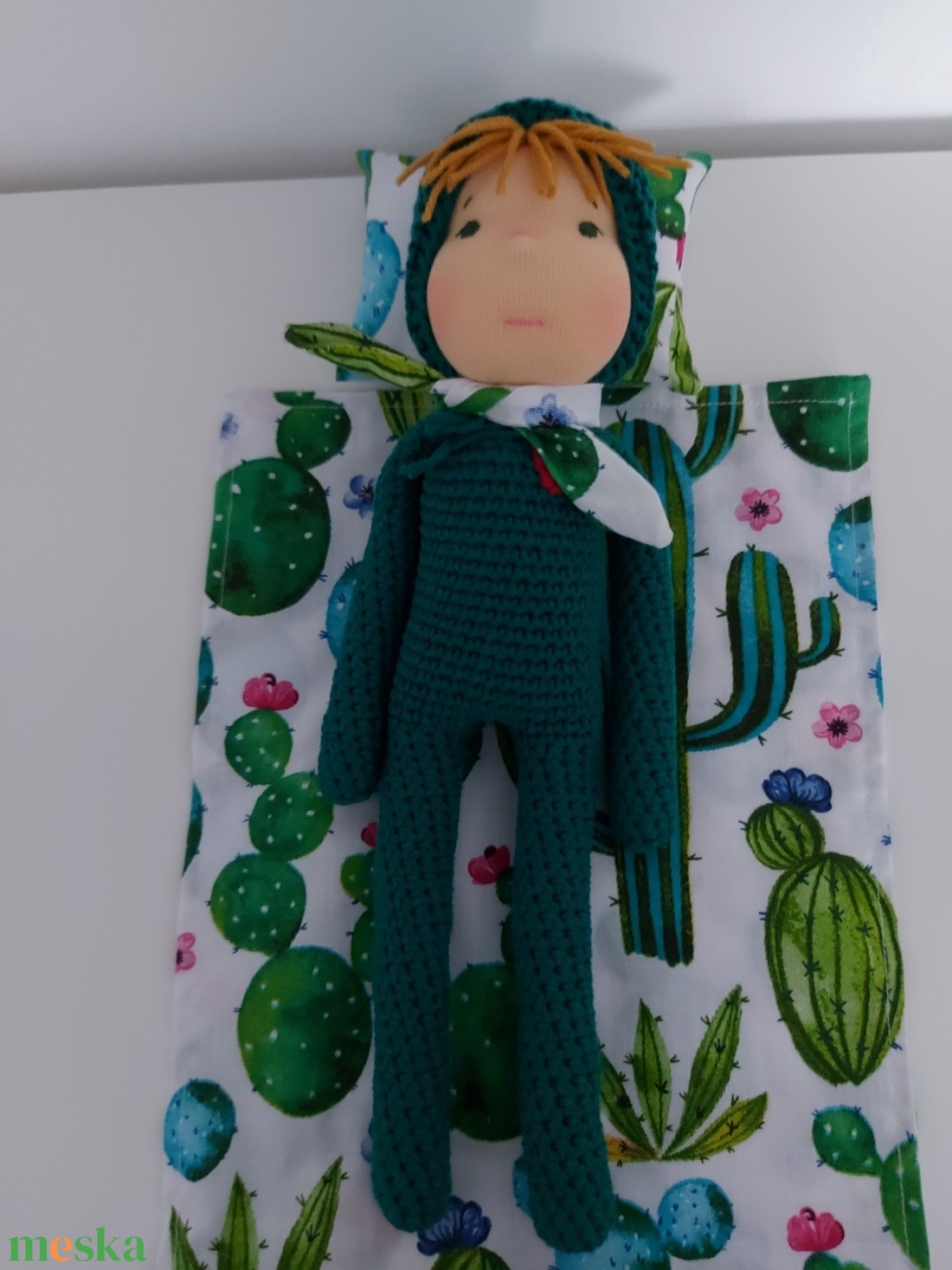 Zöld waldorf fejű baba - játék & sport - plüssállat & játékfigura - ember - Meska.hu