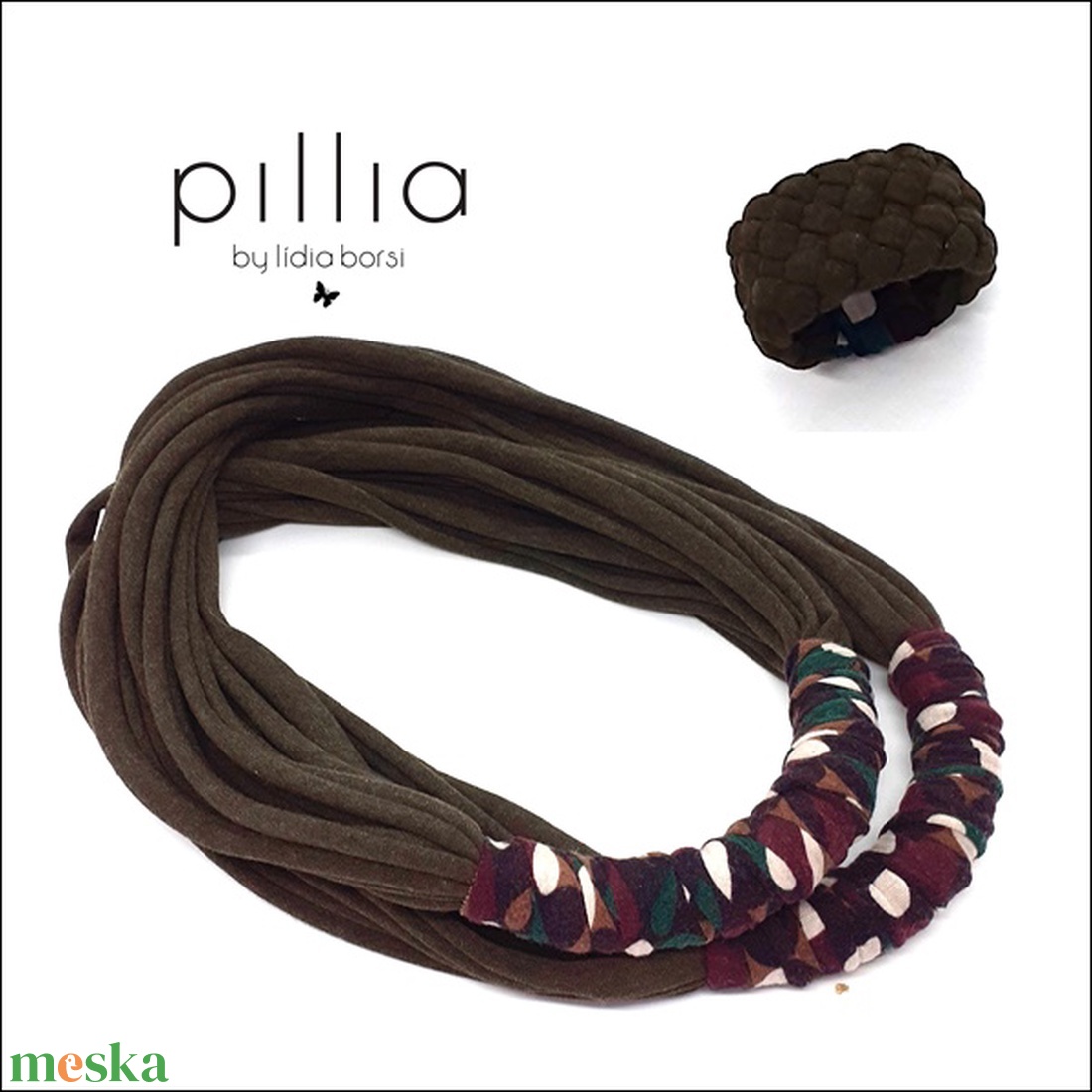 Barna- mintás VARIA textilékszer szett - ékszer - ékszerszett - Meska.hu