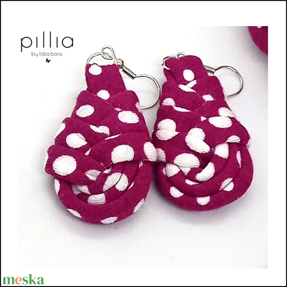 Pöttyös DROPS textil fülbevaló - ékszer - fülbevaló - lógó fülbevaló - Meska.hu
