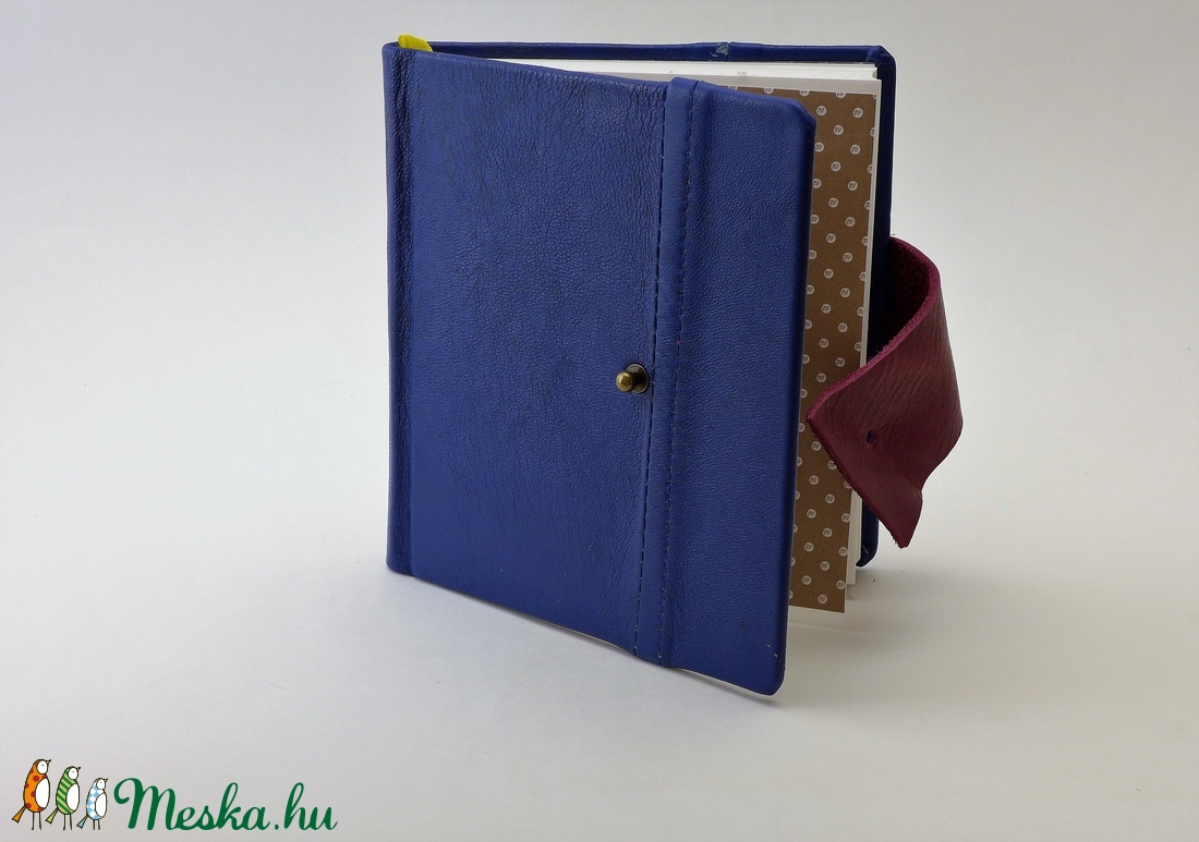 Raul - notesz, napló, emlékkönyv - kék bőr 16x16 cm  - 337 - otthon & lakás - papír írószer - jegyzetfüzet & napló - Meska.hu