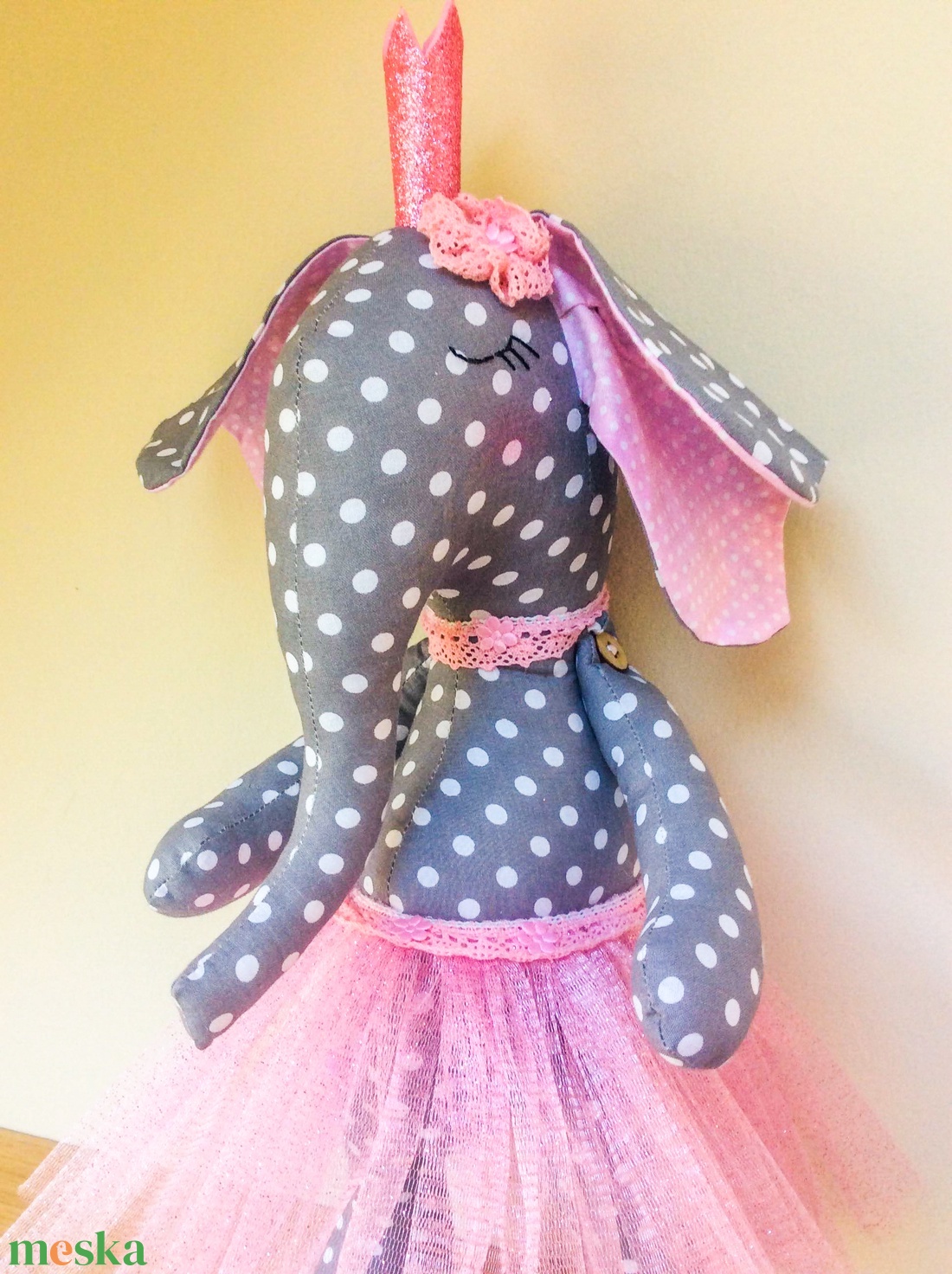 Pöttyös balerina elefánt - egyedi tervezésű kézműves gyerekjáték - textil játék - játék & sport - plüssállat & játékfigura - elefánt - Meska.hu