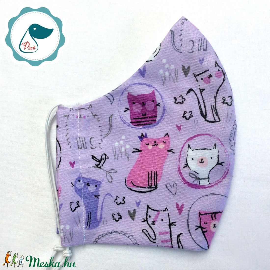 Egyedi szájmaszk - kiskamasz cicás szájmaszk - textil szájmaszk - egészségügyi szájmaszk - mosható szájmaszk -  - Meska.hu