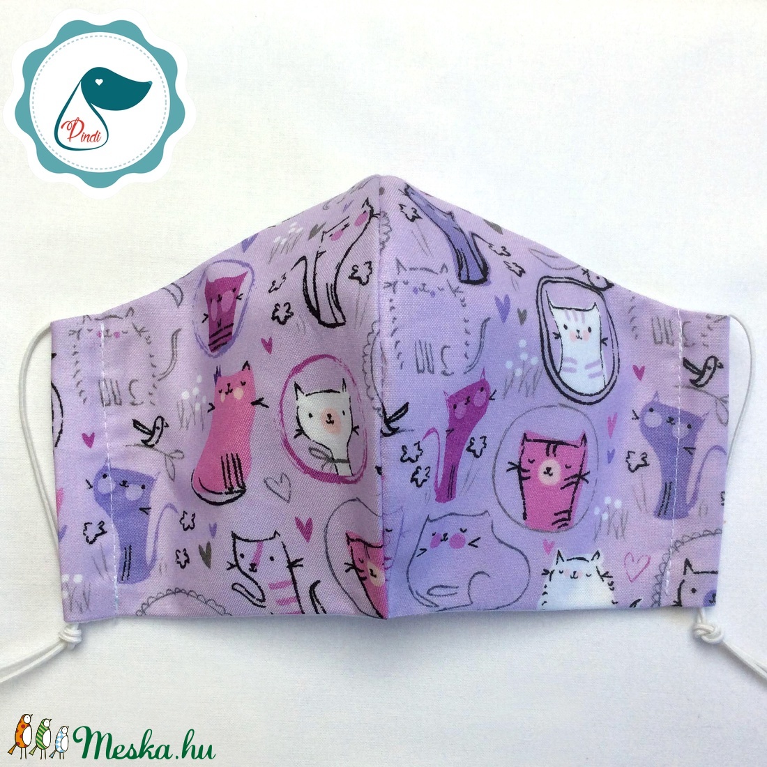 Egyedi szájmaszk - kiskamasz cicás szájmaszk - textil szájmaszk - egészségügyi szájmaszk - mosható szájmaszk -  - Meska.hu