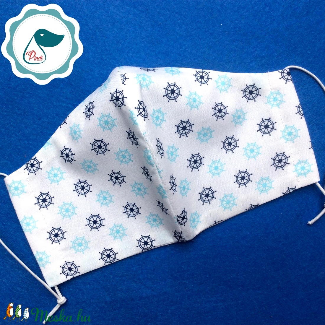 Egyedi szájmaszk - Tengerészes női szájmaszk - textil szájmaszk - egészségügyi szájmaszk -  - Meska.hu