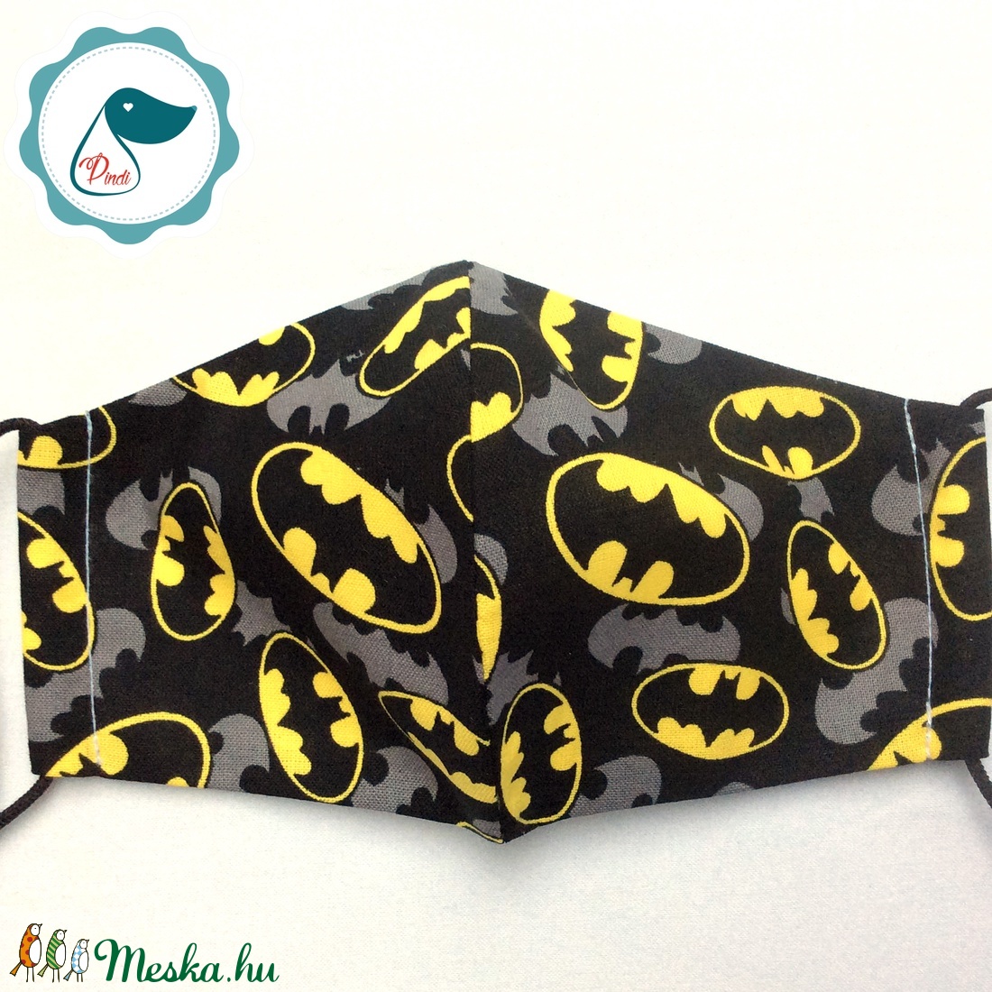 Egyedi batman logo mintás - prémium gyerek  szájmaszk - textil szájmaszk - egészségügyi szájmaszk - mosható szájmaszk - maszk, arcmaszk - gyerek - Meska.hu