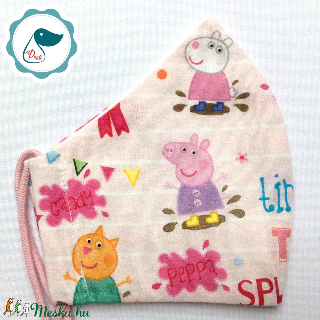 Egyedi peppa malac maszk- gyerek arcmaszk - textil szájmaszk - egészségügyi szájmaszk - mosható szájmaszk - gyerek - gyerek - Meska.hu