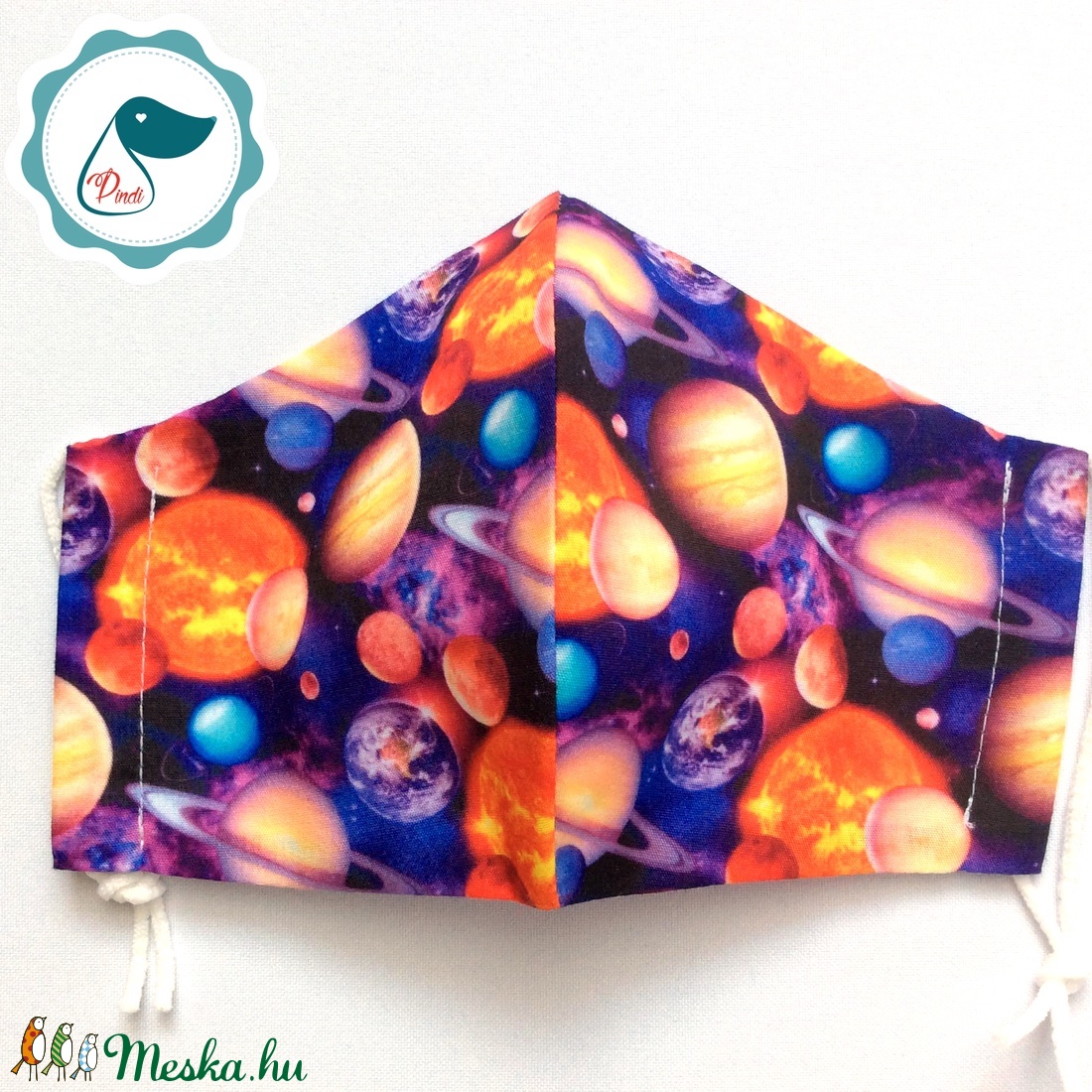 Egyedi bolygó mintás - kiskamasz - textil szájmaszk - egészségügyi szájmaszk - mosható szájmaszk - gyerek - gyerek - Meska.hu