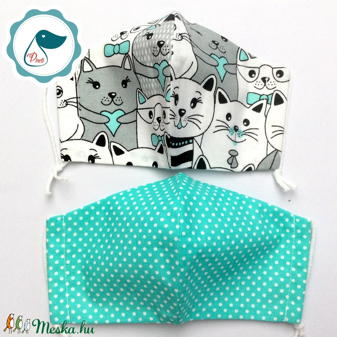 2 db mintás rmaszk - kiskamasz arc maszk - textil szájmaszk - egészségügyi szájmaszk - mosható szájmaszk - gyerek - gyerek - Meska.hu