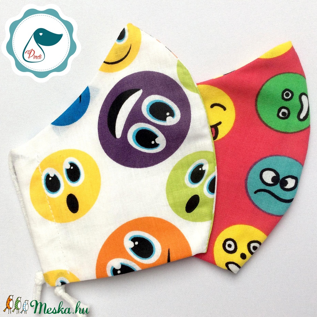 2 db smile mintás maszk - kiskamasz arcmaszk - textil szájmaszk - egészségügyi szájmaszk - mosható szájmaszk - gyerek - gyerek - Meska.hu
