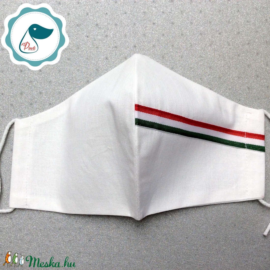  Férfi nemzeti szallagos fehér maszk -egyedi arcmaszk - textil szájmaszk - egészségügyi szájmaszk - mosható maszk - férfi & uniszex - férfi & uniszex - Meska.hu
