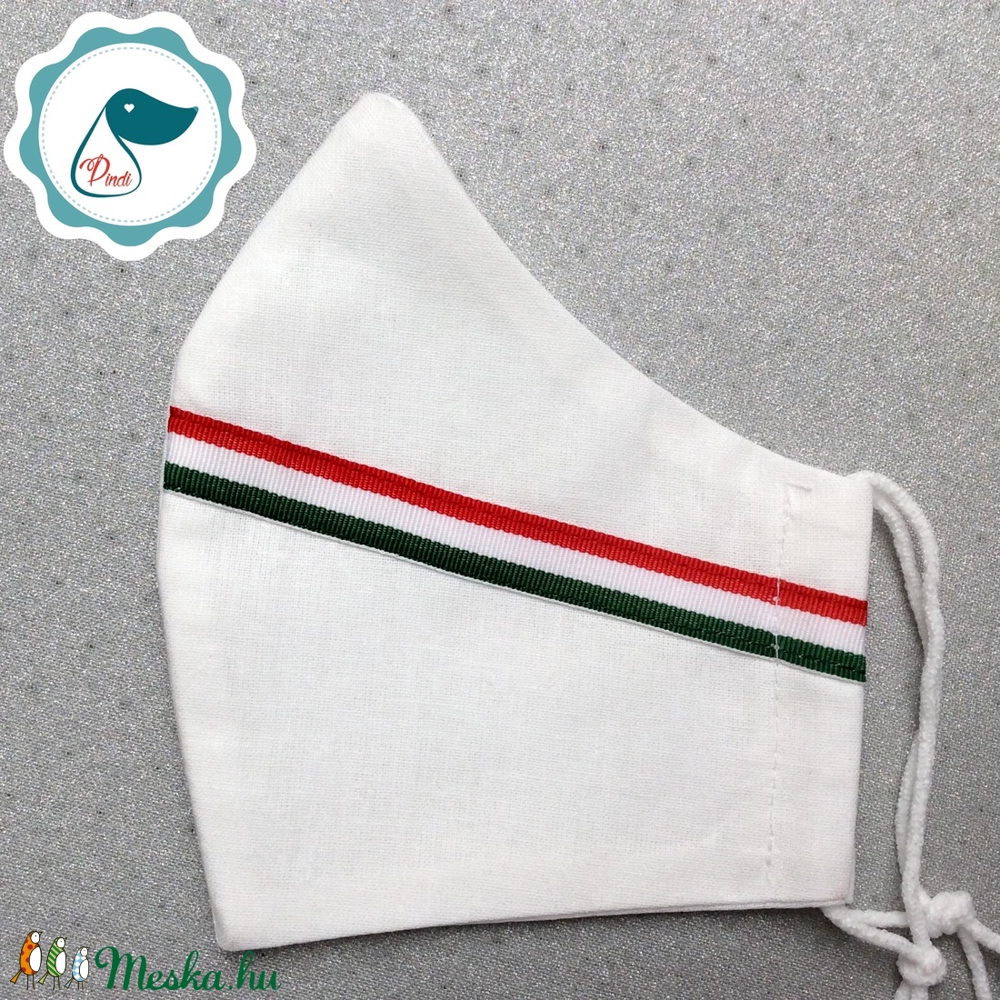  Férfi nemzeti szallagos fehér maszk -egyedi arcmaszk - textil szájmaszk - egészségügyi szájmaszk - mosható maszk - férfi & uniszex - férfi & uniszex - Meska.hu