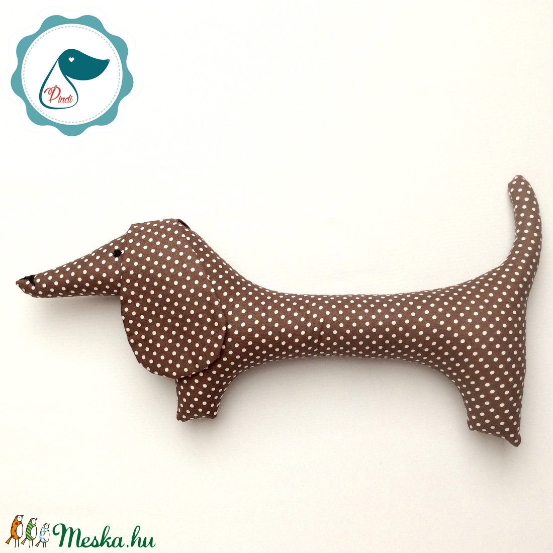 Tacskó - csoki barna  pöttyös egyedi tervezésű kézműves játék - textiljáték - tacsi kutya - gyerek játék - játék & sport - plüssállat & játékfigura - kutya - Meska.hu