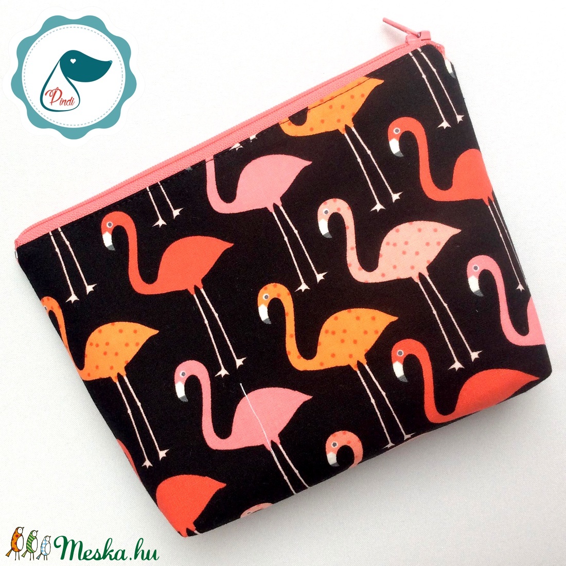 Egyedi prémium flamingó mintás nagy neszesszer - táska ki egészítő - tároló  - táska & tok - neszesszer - Meska.hu