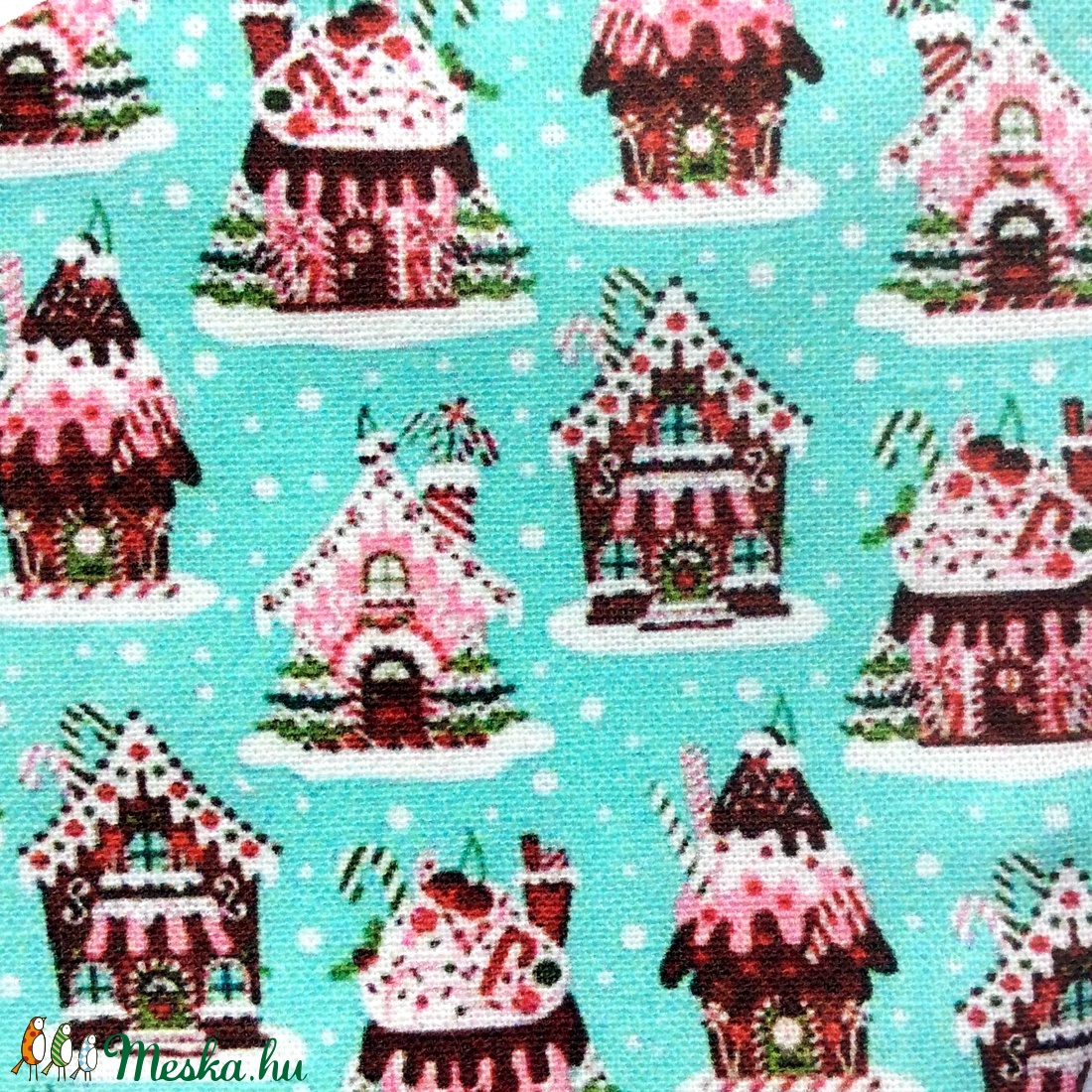 Karácsonyi - mézeskalács házikó mintás maszk - kiskamasz - textil arcmaszk - egészségügyi szájmaszk - mosható szájmaszk - gyerek - gyerek - Meska.hu