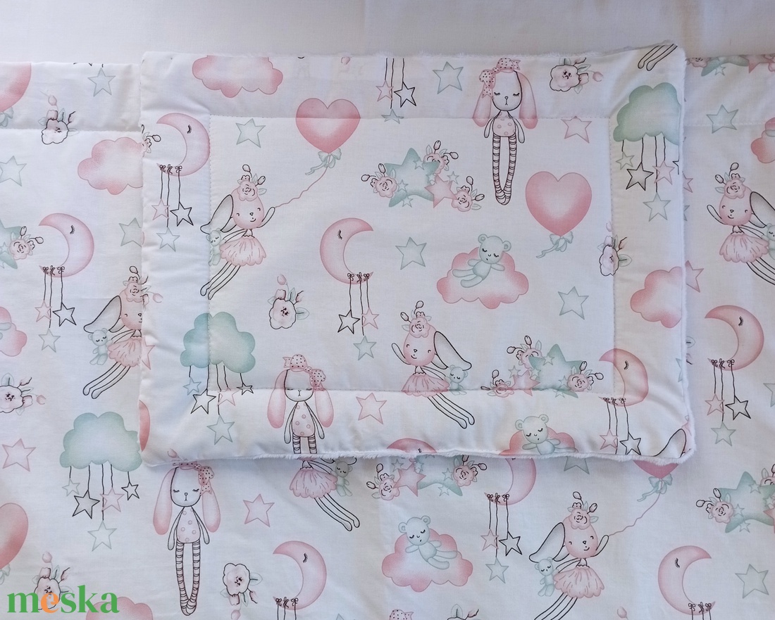 Baba - bölcsis ágynemű nyuszi mintás ovis takaro és párna szett - otthon & életmód - babaszoba, gyerekszoba - baba ágynemű - Meska.hu