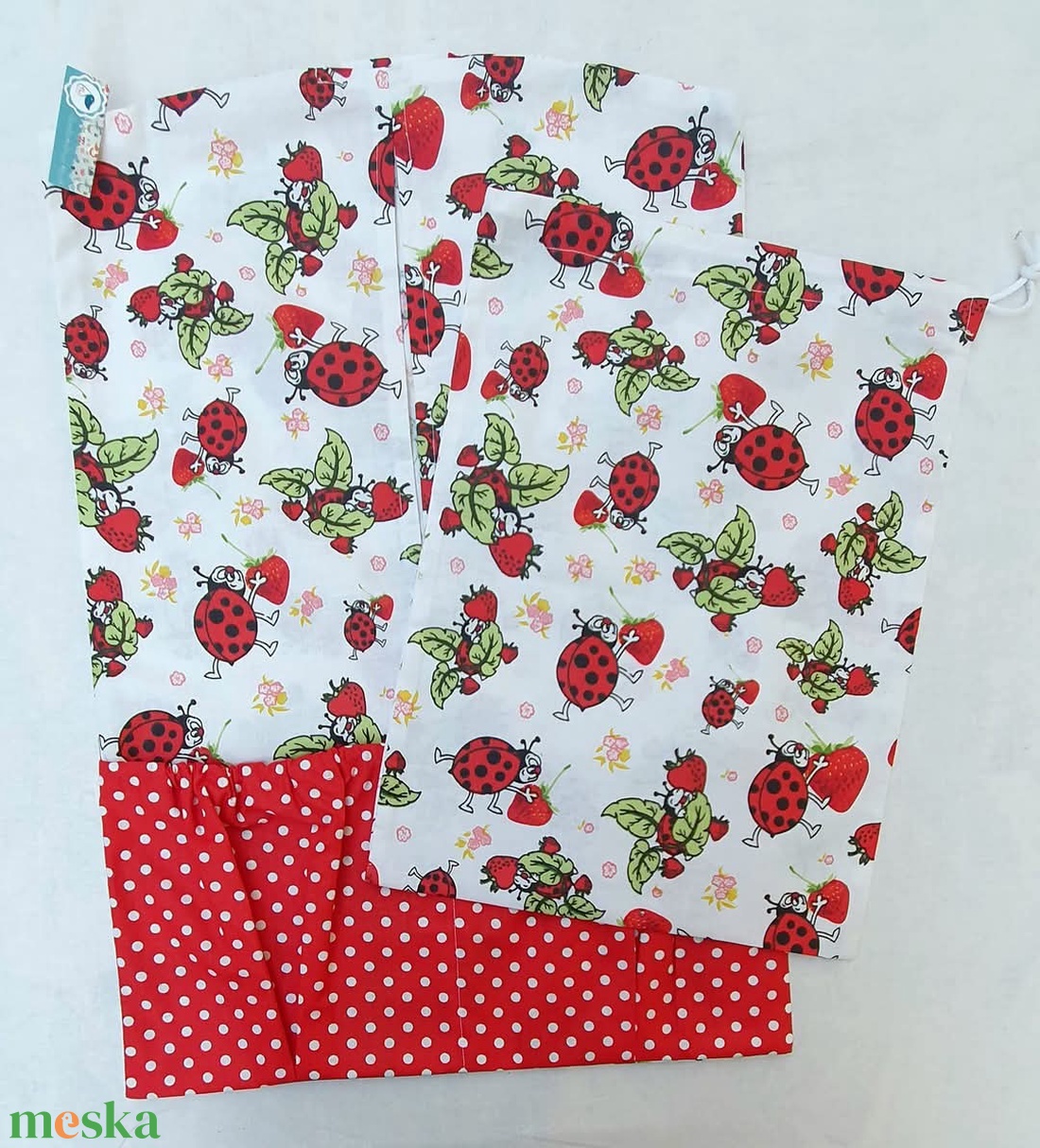 Ovis zsák szett - Katica mintás  - egyedi ovis zsák -tornazsák - játék & sport - ovis felszerelés - ovis szett - Meska.hu