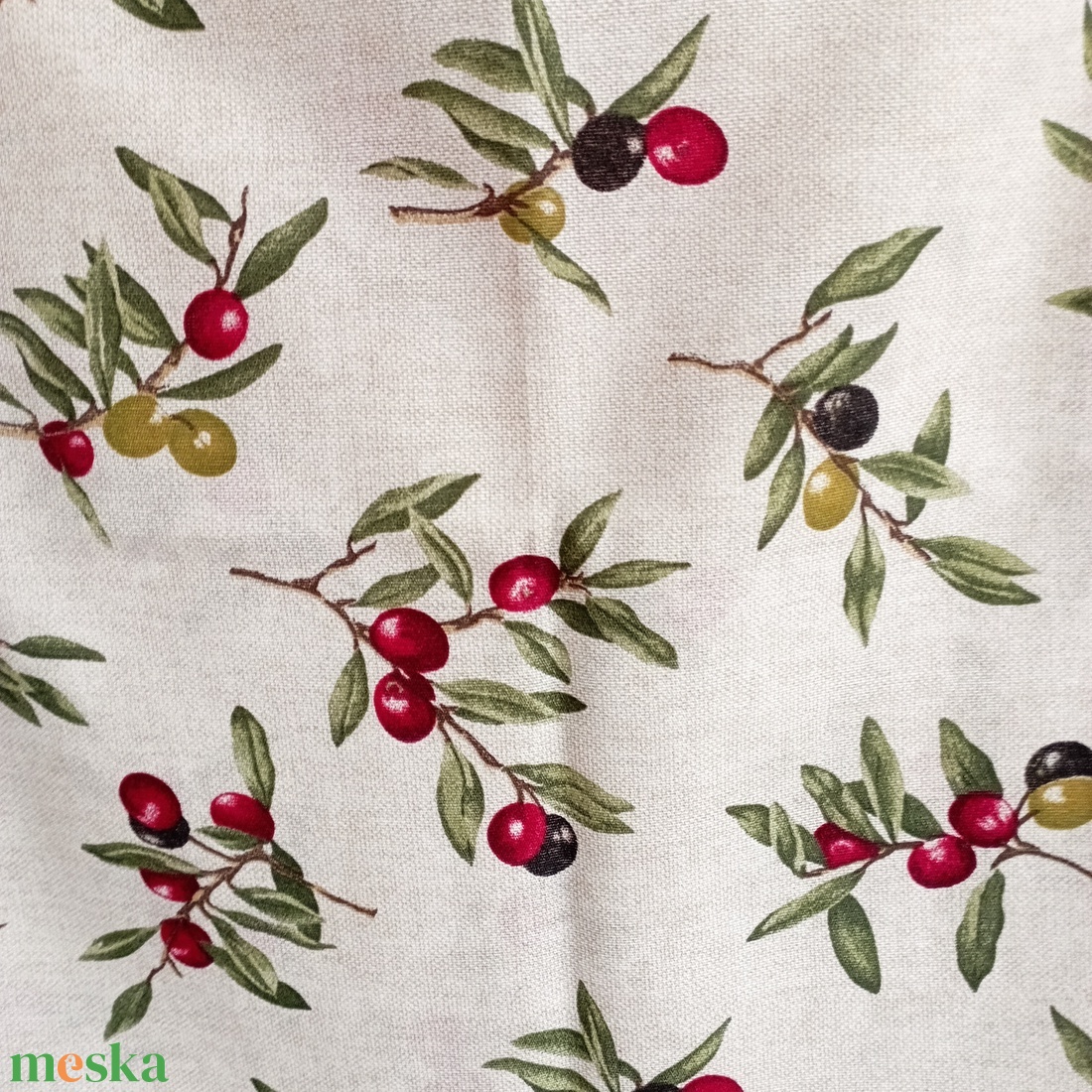 Nagy szatyor - olivabogyó mintás textil táska - egyedi bevásárló szatyor - textil szatyor - mosható szatyor - táska & tok - bevásárlás & shopper táska - shopper, textiltáska, szatyor - Meska.hu