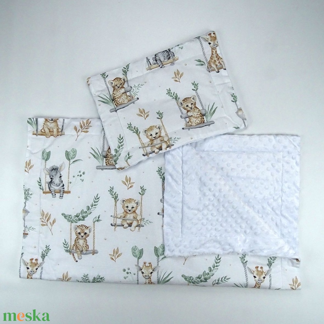 Baba - bölcsis ágynemű - szafari mintás ovis takaro és párna szett - otthon & életmód - babaszoba, gyerekszoba - baba ágynemű - Meska.hu