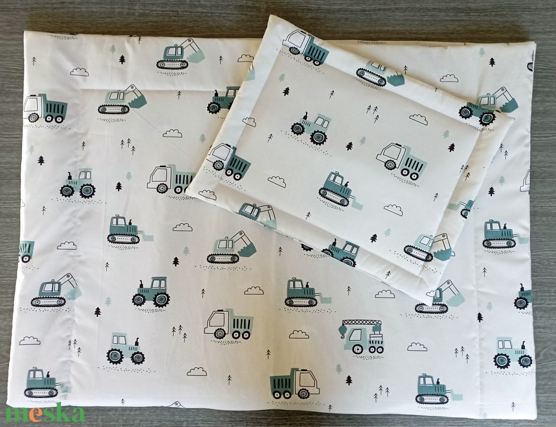 Ovis ágynemű - Munkagép-traktor mintás ovis takaro és párna szett - játék & sport - ovis felszerelés - ovis ágynemű - Meska.hu