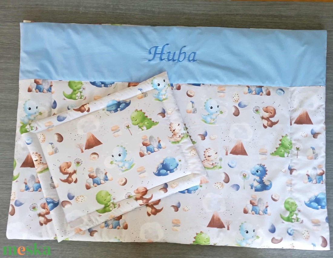  8 részes Egyedi ovis ágynemű - dinó mintás ovis takaró  -  párna - derékalj Oviszs�k szett - játék & sport - ovis felszerelés - ovis ágynemű - Meska.hu