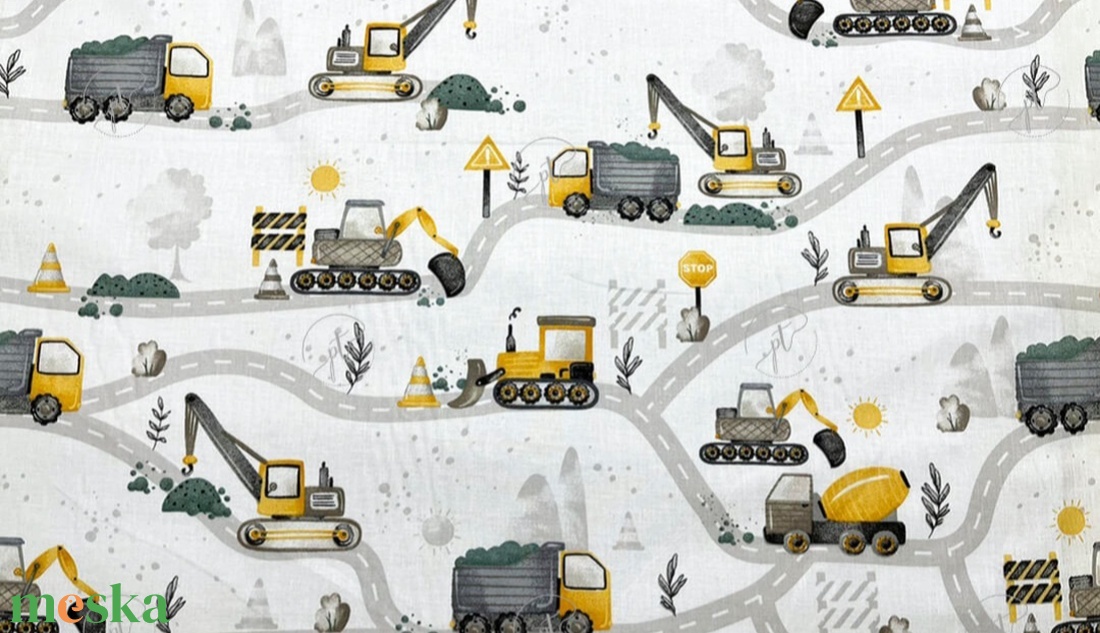 Ovis tornatsák sárga munkagép mintás névvel  - játék & sport - ovis felszerelés - ovis zsák - Meska.hu