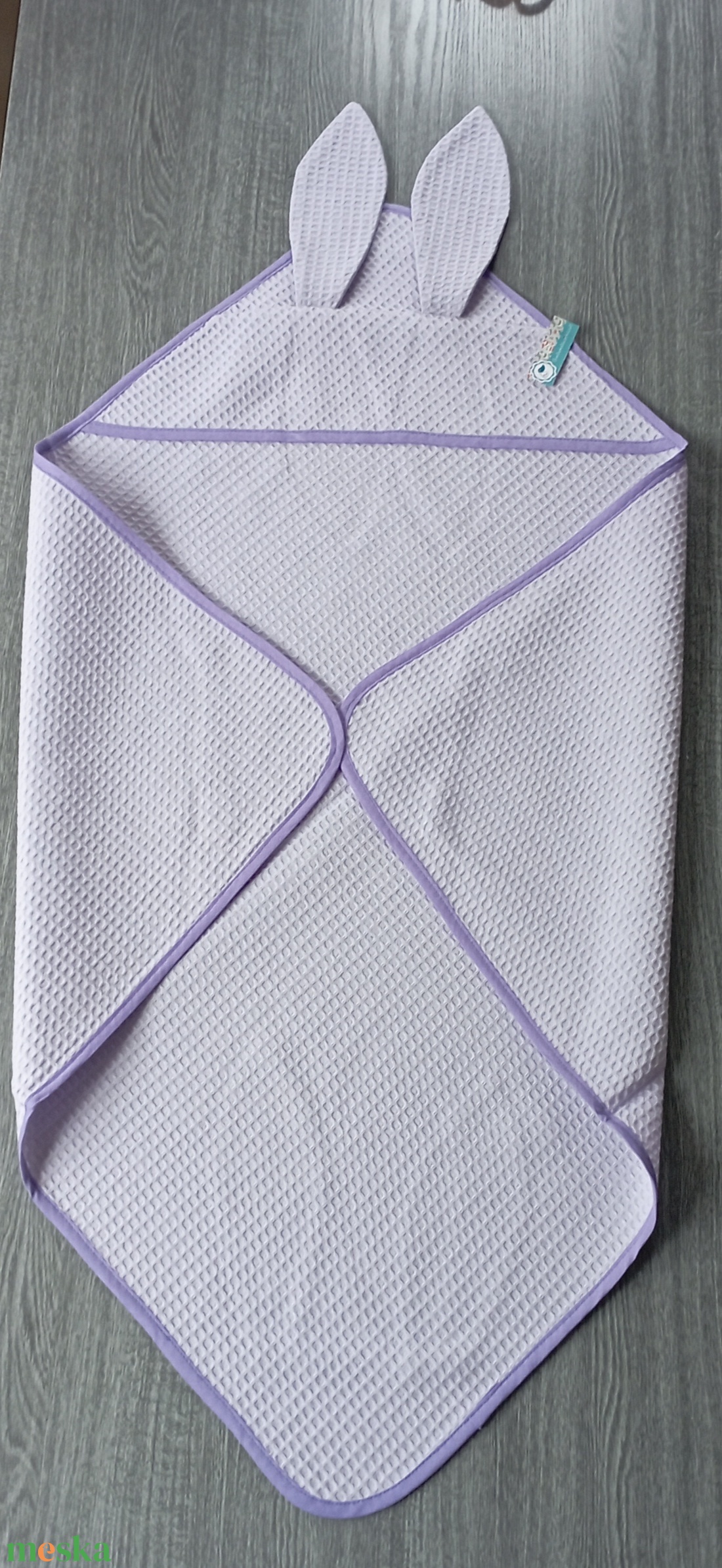 Egyedi Waffle Baba törölköző - fürdőkendő- nyuszifüles törölköző - baba - mama - pelenkázó, babafürdető kellékek - baba törölköző - Meska.hu