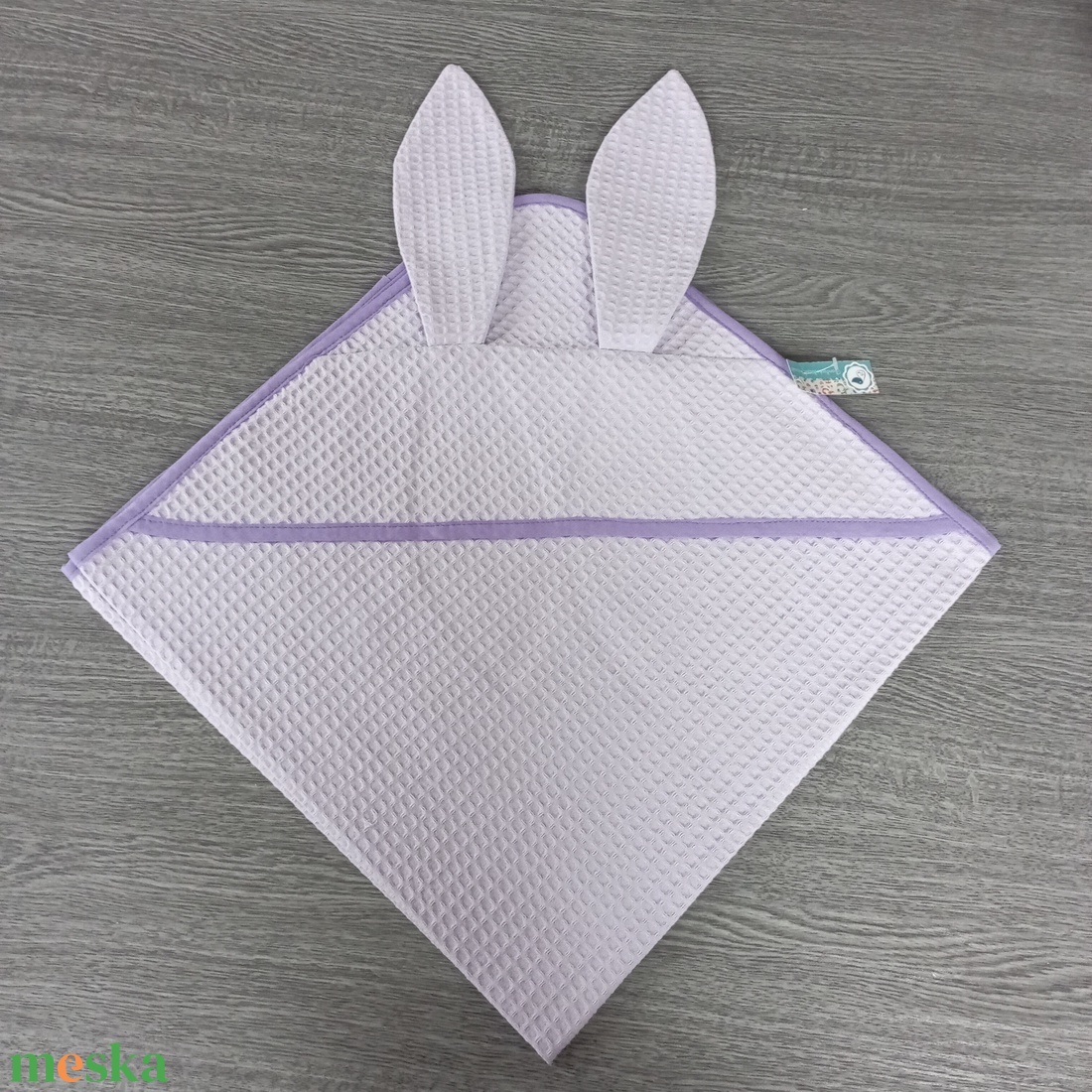 Egyedi Waffle Baba törölköző - fürdőkendő- nyuszifüles törölköző - baba - mama - pelenkázó, babafürdető kellékek - baba törölköző - Meska.hu