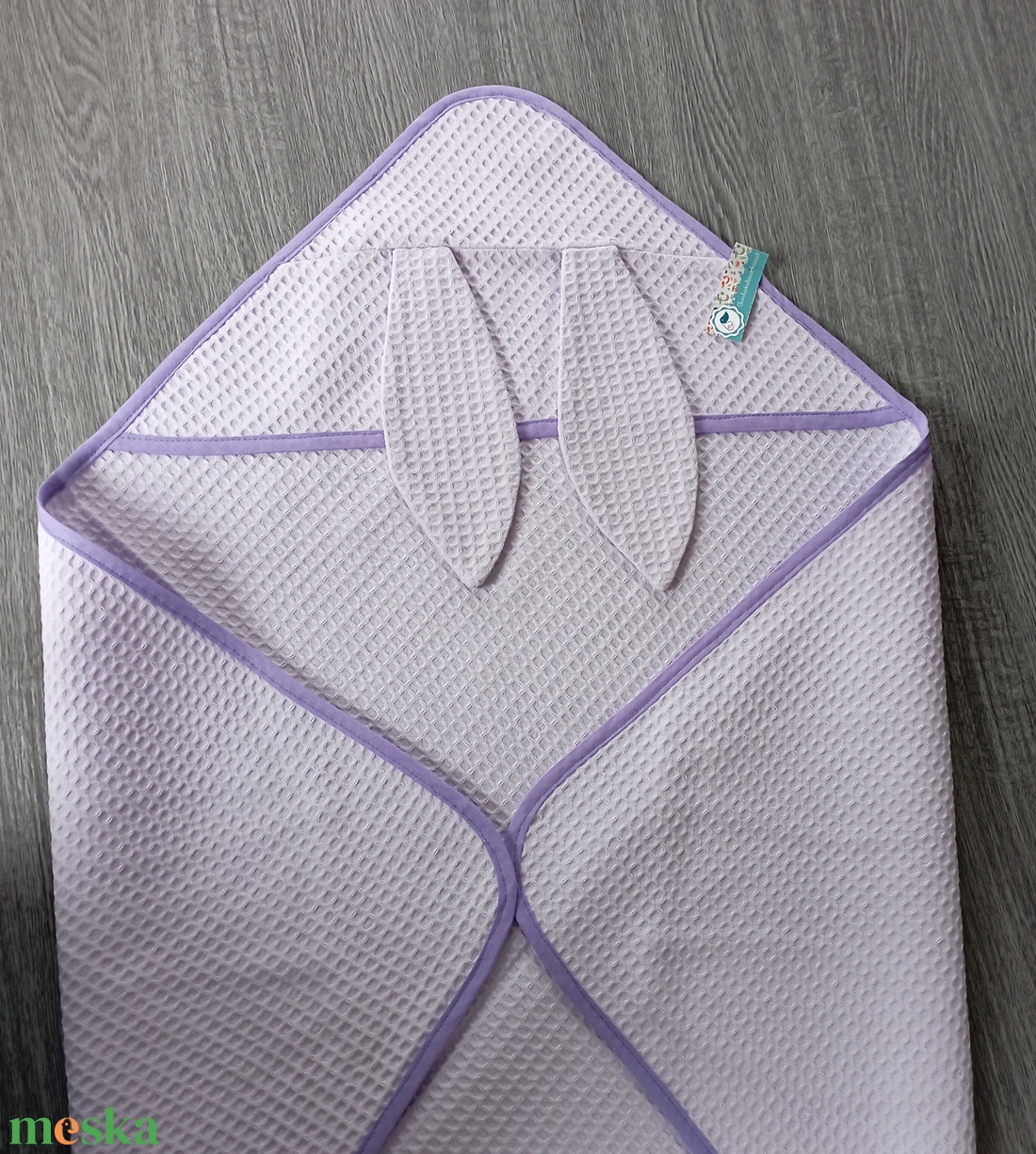 Egyedi Waffle Baba törölköző - fürdőkendő- nyuszifüles törölköző - baba - mama - pelenkázó, babafürdető kellékek - baba törölköző - Meska.hu