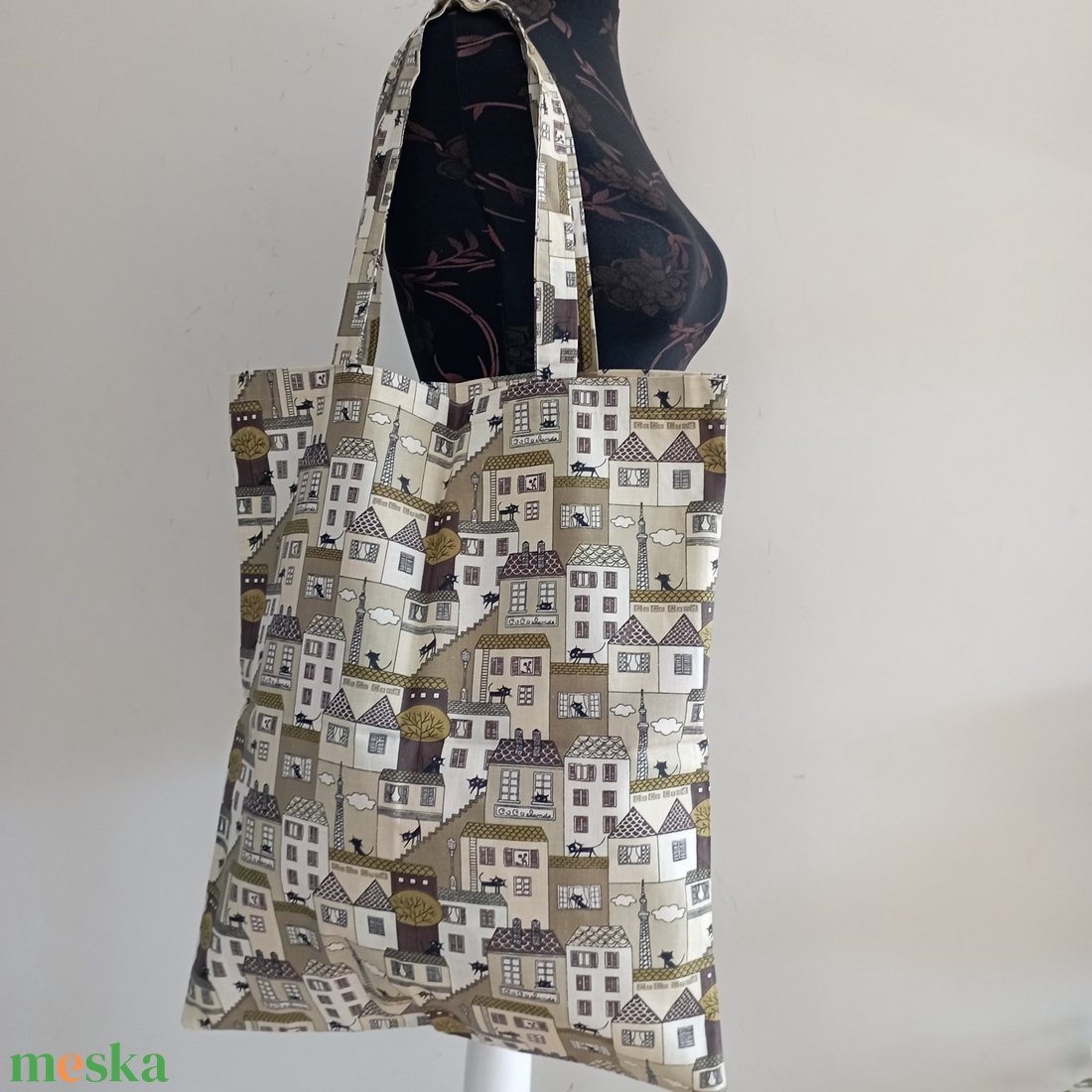 Nagy szatyor - kutya mintás textil táska - egyedi bevásárló szatyor - textil szatyor - mosható szatyor - táska & tok - bevásárlás & shopper táska - shopper, textiltáska, szatyor - Meska.hu