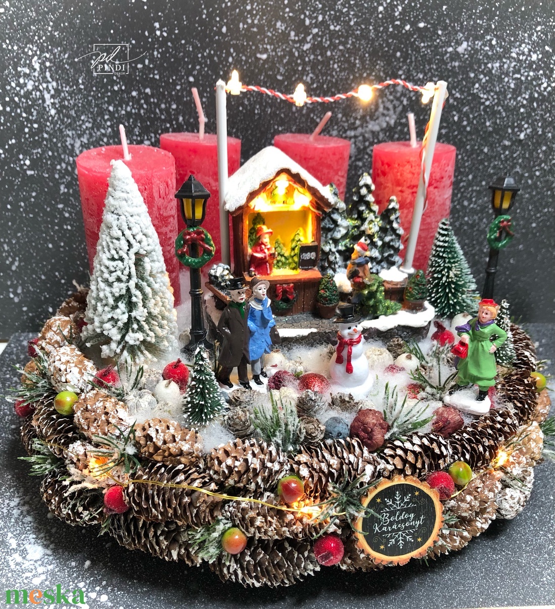Karácsonyi falu adventi - karácsony - adventi díszek - adventi koszorú - Meska.hu Karácsonyi falu adventi - karácsony - adventi díszek - adventi koszorú - Meska.hu