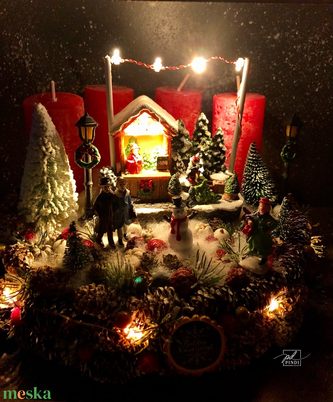 Karácsonyi falu adventi - karácsony - adventi díszek - adventi koszorú - Meska.hu Karácsonyi falu adventi - karácsony - adventi díszek - adventi koszorú - Meska.hu