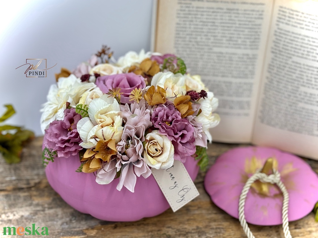 Kerámia tök viragokkal - otthon & életmód - dekoráció - asztal és polc dekoráció - asztaldísz - Meska.hu