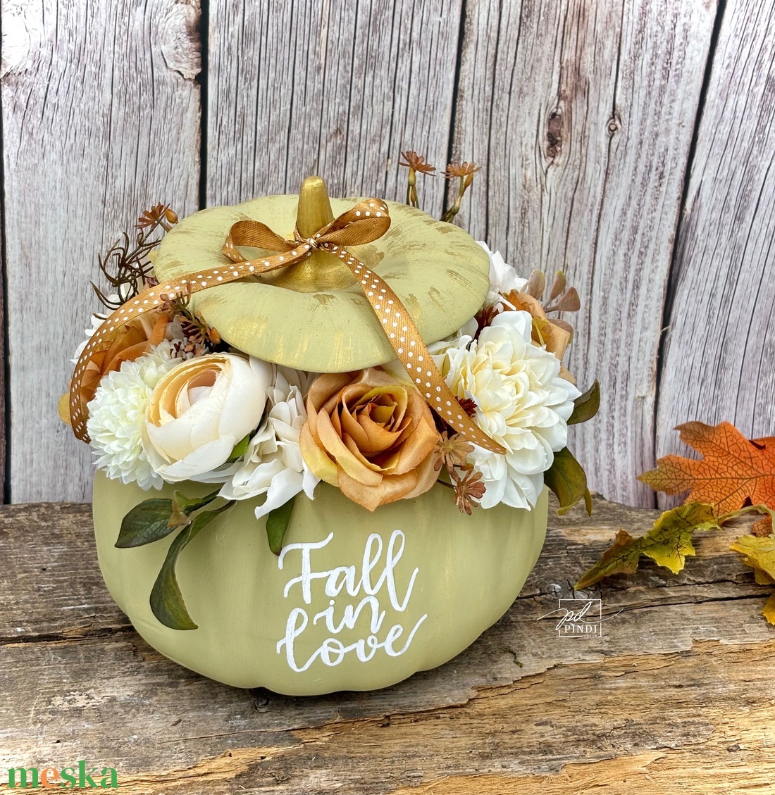 Kerámia tök viragokkal - otthon & életmód - dekoráció - asztal és polc dekoráció - asztaldísz - Meska.hu