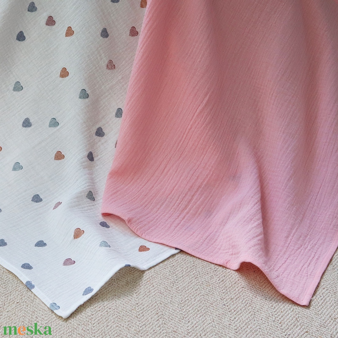 Pink - Heart babakendő csomag (2db) - baba - mama - baba ágynemű - babatakaró, gyerek pléd - Meska.hu