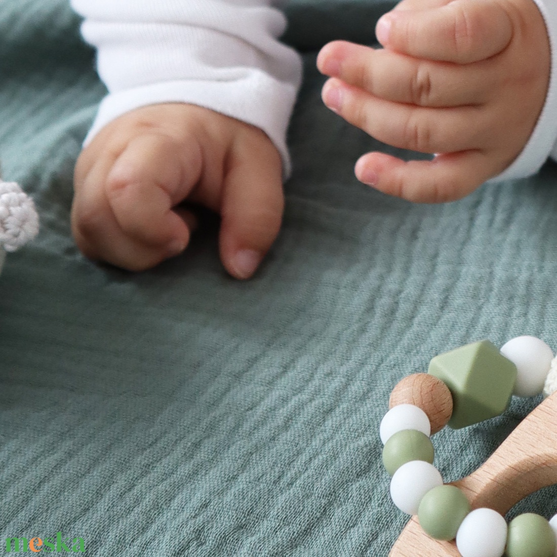 Green - Heart babakendő csomag (2db) - baba - mama - baba ágynemű - babatakaró, gyerek pléd - Meska.hu
