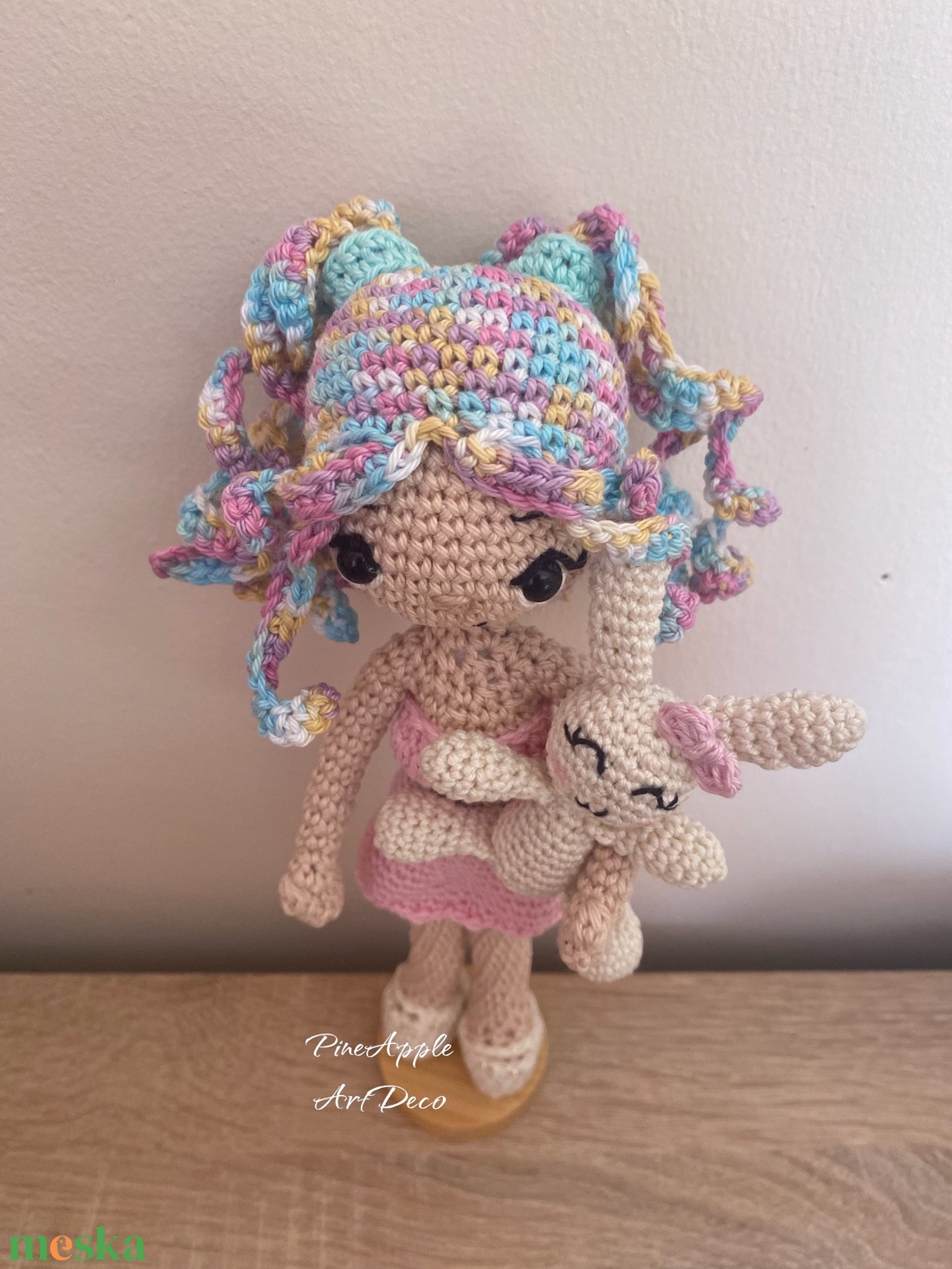 Pinkie horgolt baba amigurumi kis nyuszival  - játék & sport - baba & babaház - baba - Meska.hu