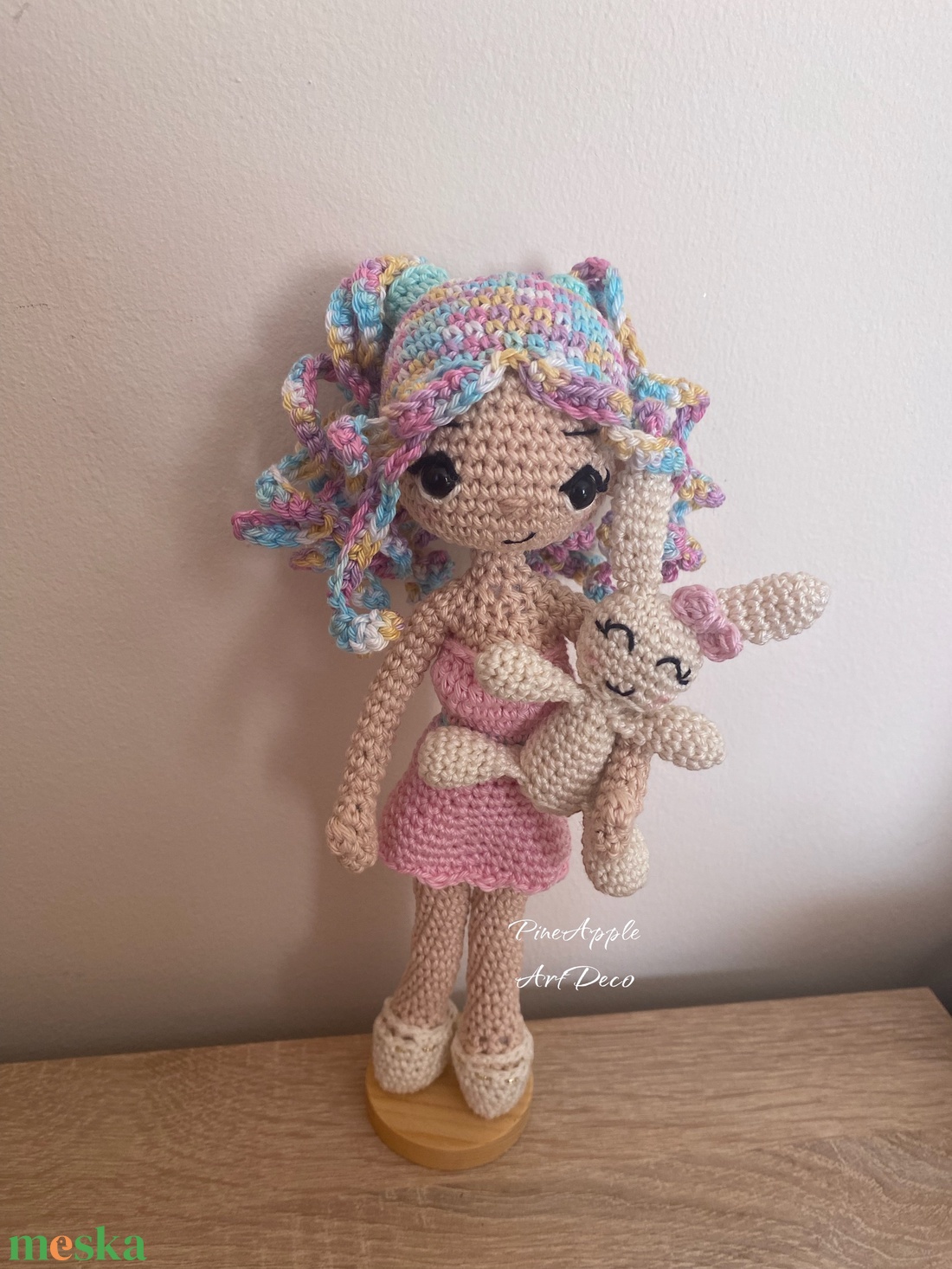 Pinkie horgolt baba amigurumi kis nyuszival  - játék & sport - baba & babaház - baba - Meska.hu